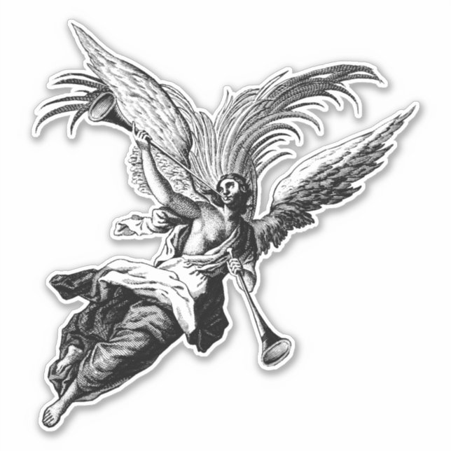 Sticker Angel souffler une corne Imaginaire Art (Devant)