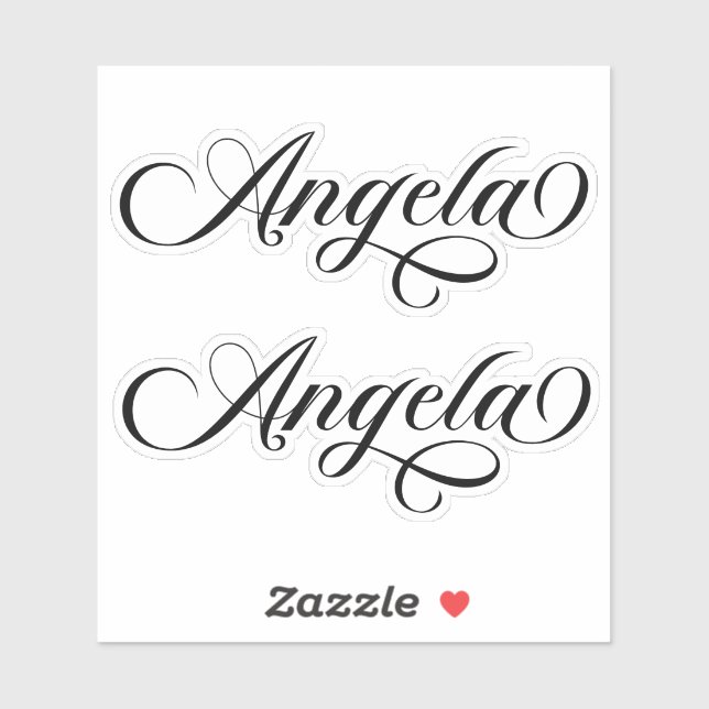 Sticker Angela lettrage élégant noir (Feuille)