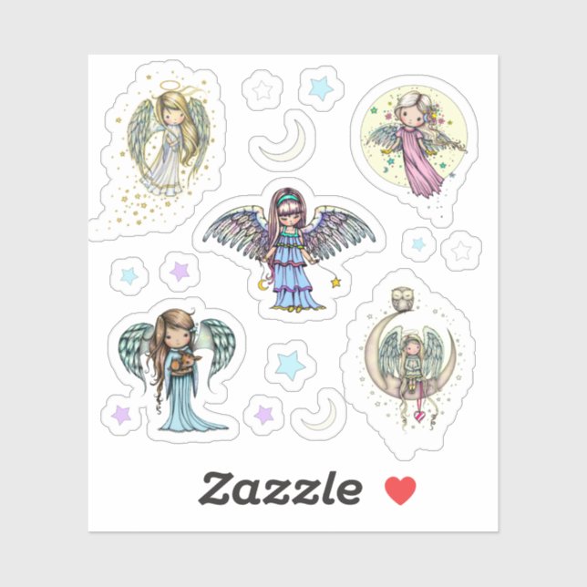 Sticker Anges du Monde Fantaisiste Douce Ange Art (Feuille)