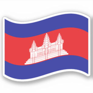 Sticker Angkor Vat Drapeau Cambodgien Vague