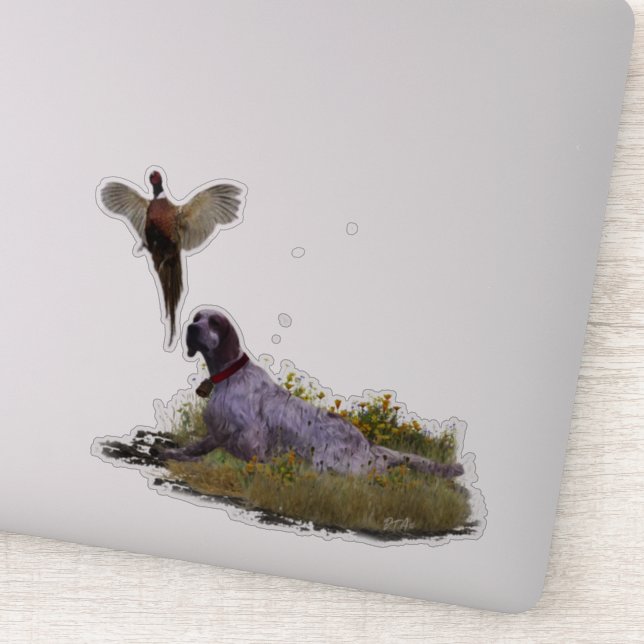 Sticker Anglais Setter, Chasse de faisan (Détail)