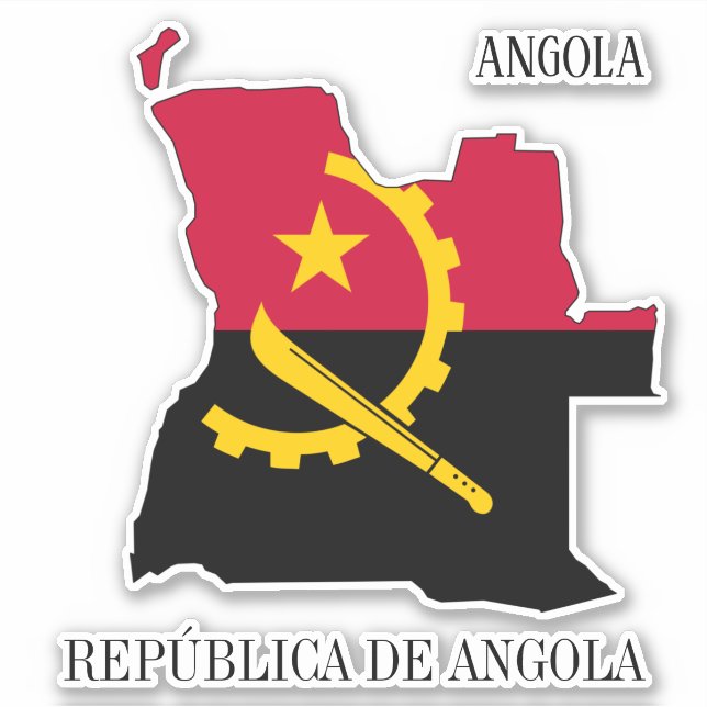 Sticker Angola Drapeau Charme Carte Patriotique (Devant)