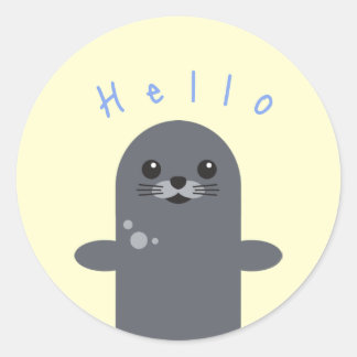Sticker animal aquatique de phoque mignonne Hello