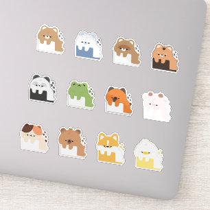Sticker animal mignon et fatigué