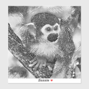 Sticker AnimalArtBW_Monkey_002