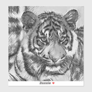 Sticker AnimalArtBW_Tiger_009