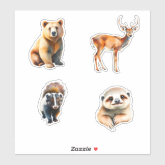 Sticker Animals Bear Deer Skunk And Sloth