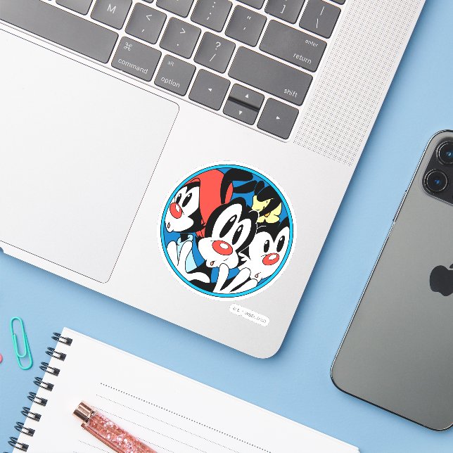 Sticker Animaniacs | Warner Siblings Circle Graphic (Ordinateur portable avec iPhone)