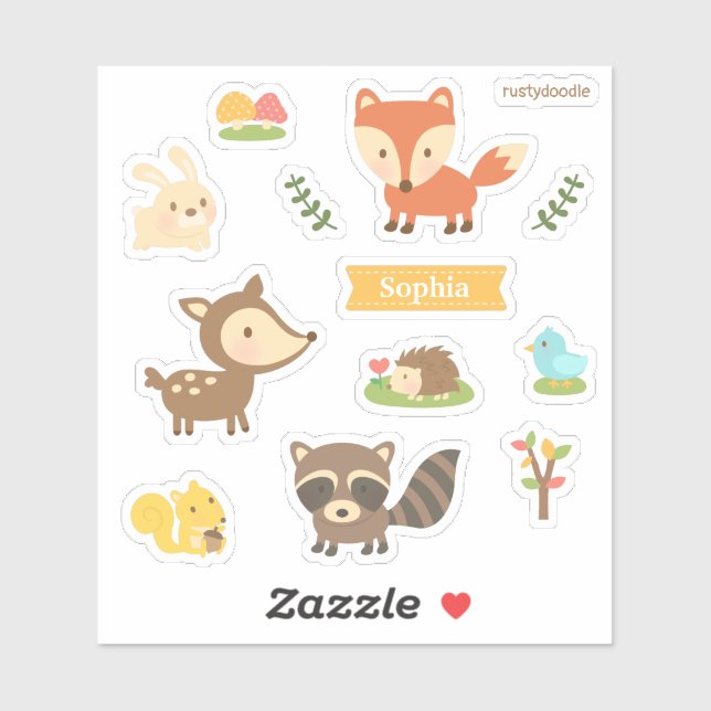 Sticker Animaux À Thème Bois Mignons Set Enfants (Feuille)