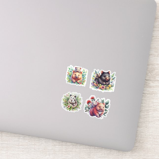 Sticker Animaux australiens Wombats et Possums (Détail)