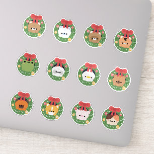 Sticker Animaux de couronne de Noël