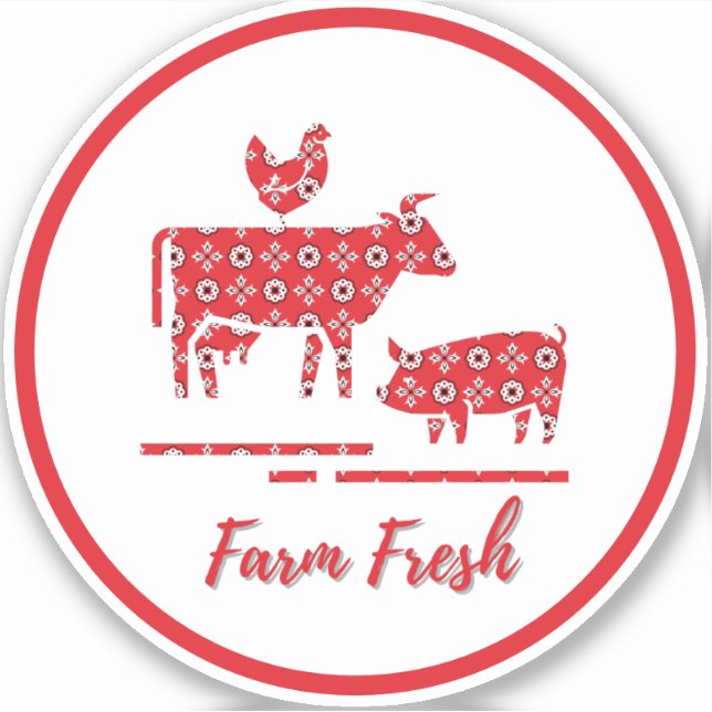 Sticker Animaux de ferme Bandana Imprimer Vinyl autocollan (Devant)