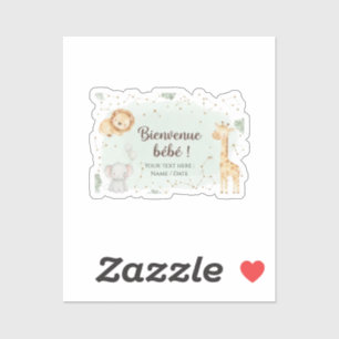 Sticker Animaux de la Savane Aquarelle - Bienvenue Bébé