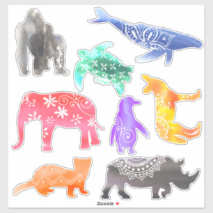 Sticker Animaux en voie de disparition Motif d'aquarelle