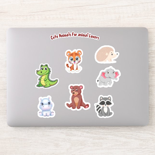 Sticker Animaux mignons - Feuille d'autocollant en vinyle  (Ordinateur)