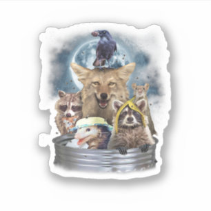 Sticker Animaux Poubelles Hurlements à la Lune Équipe Drôl