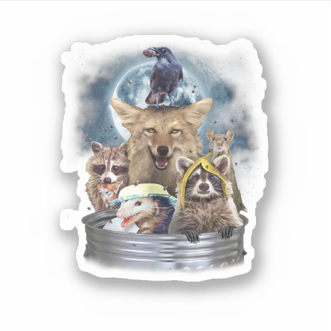 Sticker Animaux Poubelles Hurlements à la Lune Équipe Drôl (Devant)