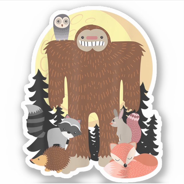 Sticker animaux Sasquatch avec les créatures des bois (Devant)