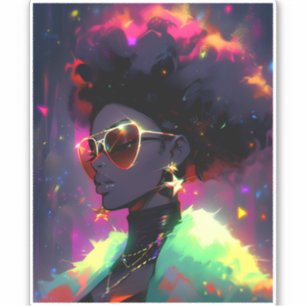 Sticker Anime Girl African American Art