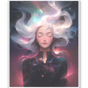 Sticker Anime Girl Fabriquée En Étoiles