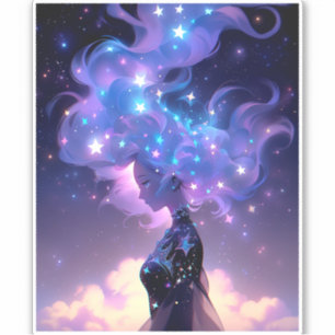 Sticker Anime Girl Fabriquée En Étoiles