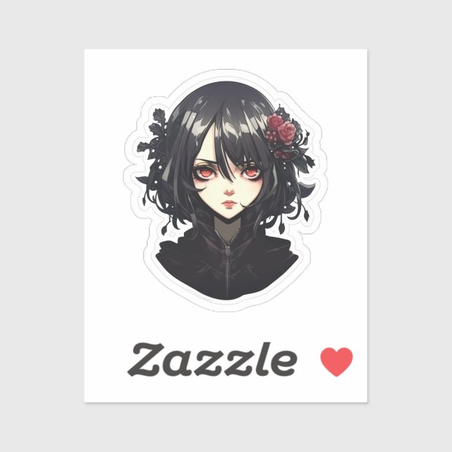Sticker Anime gothique fille (Feuille)