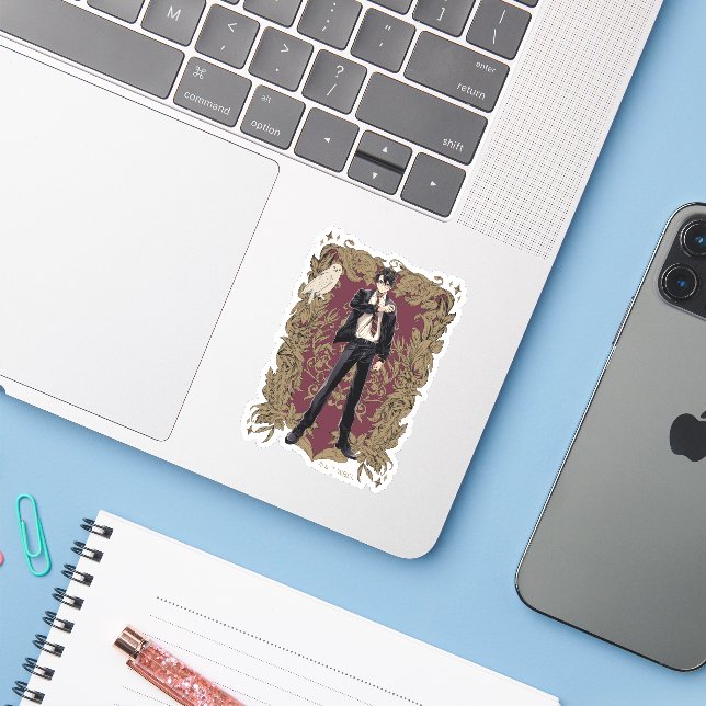 Sticker Anime HARRY POTTER™ Cadre Orné (Ordinateur portable avec iPhone)