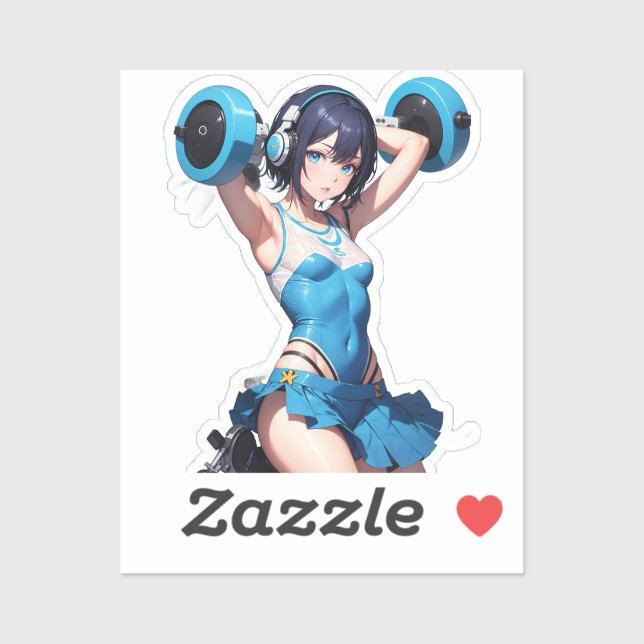 Sticker Anime Powerlifter en Vêtements de sport (Feuille)