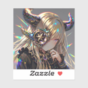 Sticker Anime Steampunk Horned Beauté avec Star Monocle