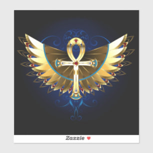 Sticker Ankh or avec ailes