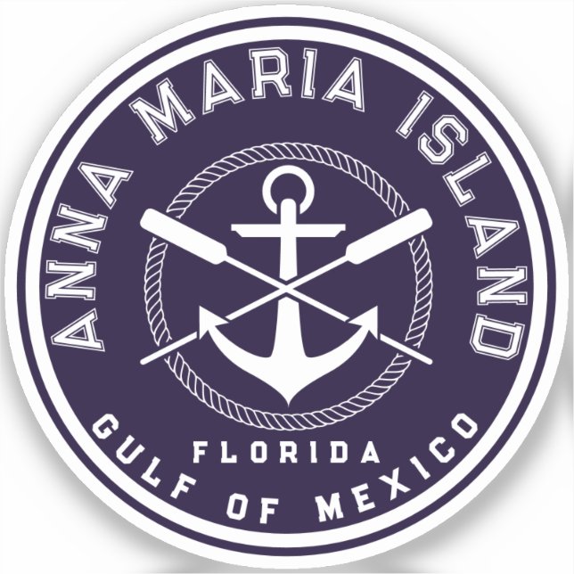 Sticker Anna Maria île Floride Marine Oars Ancre (Recto)