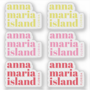Sticker Anna Maria Island Floride rose jaune moderne