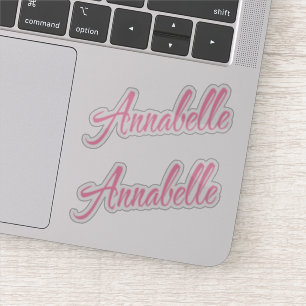 Sticker Annabelle nom rose cursive x2