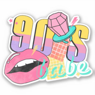 Sticker Anneau Pop aux Lèvres Bébé Rétro Coloré 90's