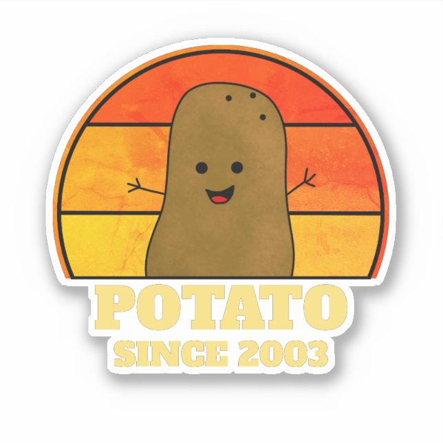 Sticker Année de naissance rétro de la pomme de terre (Devant)