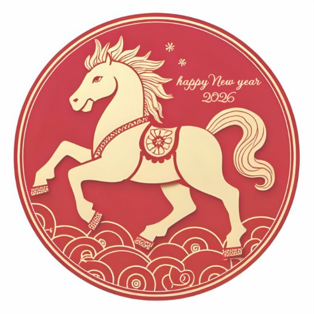 Sticker Année du Cheval 2026 Nouvel An Chinois  (Recto)