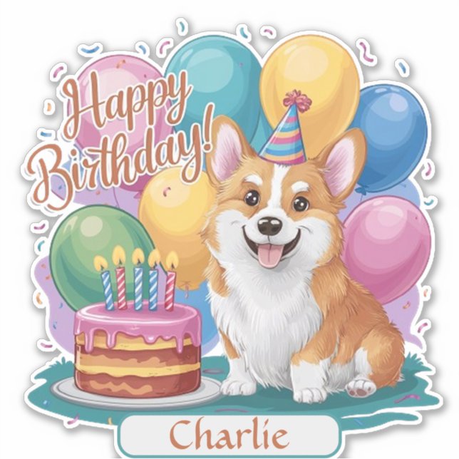 Sticker Anniversaire de Corgi (Devant)