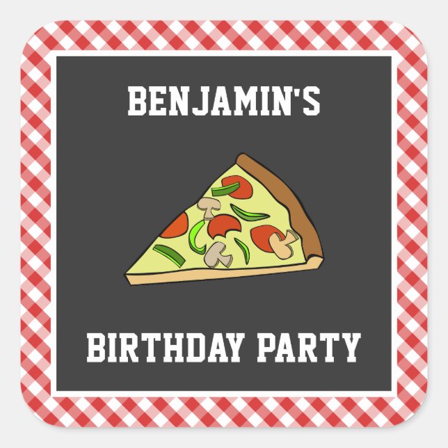Sticker Anniversaire de enfant Party Pizza Cute Fa (Devant)