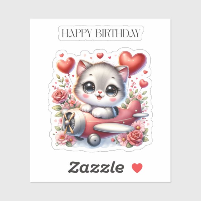 Sticker Anniversaire de Kitten Pilot (Feuille)