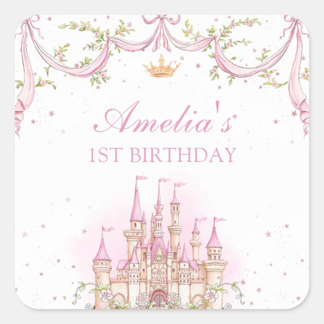 Sticker Anniversaire de la Princesse Magique Rose (Devant)