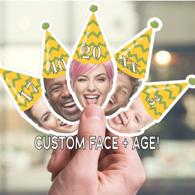 Sticker Anniversaire drôle Visage avec Casquette de fête e (Créateur téléchargé)
