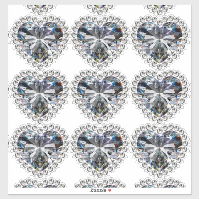 Sticker Anniversaire du coeur de diamant (Feuille)