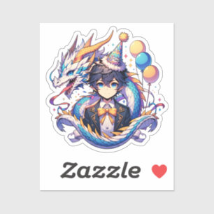 Sticker Anniversaire du garçon Anime Dragon
