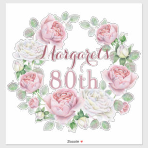 Sticker Anniversaire floral de rose rose de pays de