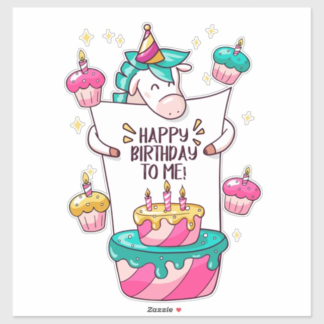 Sticker anniversaire heureux anniversaire pour moi (Feuille)