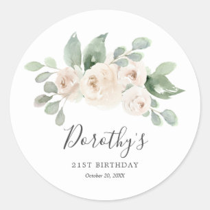 Sticker Anniversaire Personnalisé 21ème Rose Blanc