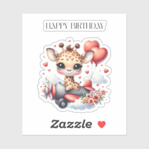 Sticker Anniversaire Pilote Girafe