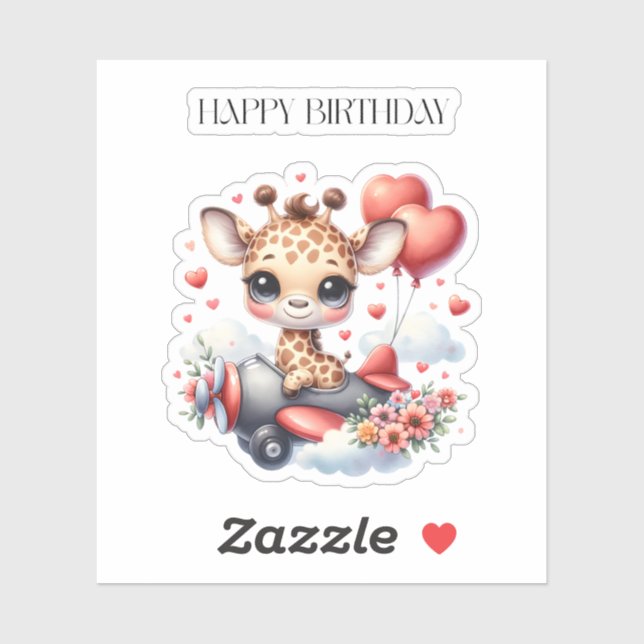 Sticker Anniversaire Pilote Girafe (Feuille)