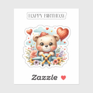 Sticker Anniversaire Pilote Ours en Peluche