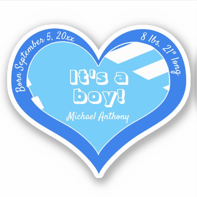 Sticker Annonce Bébé Cœur Bleu (Devant)